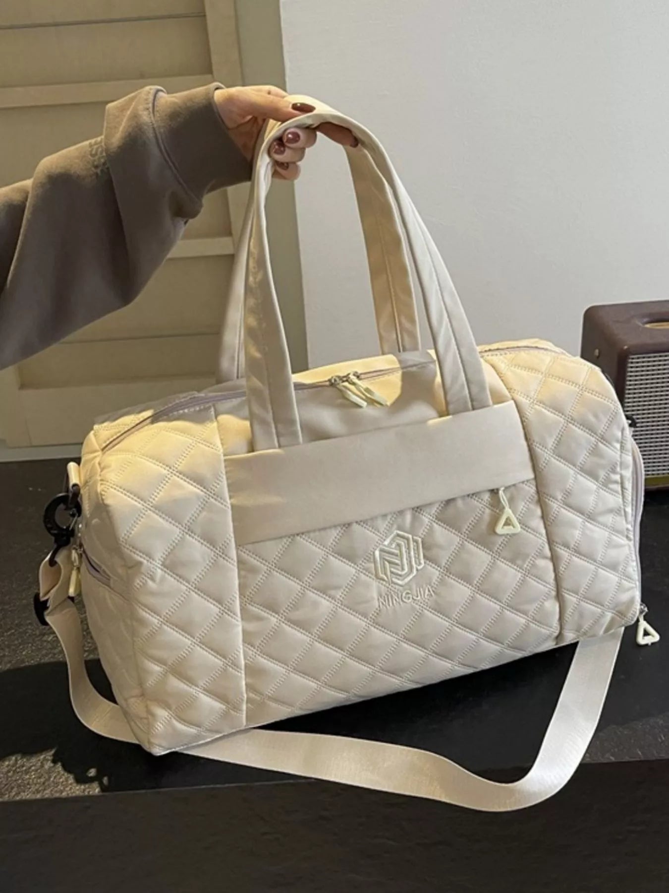 Quilted Duffel Bag with Adjustable Strap