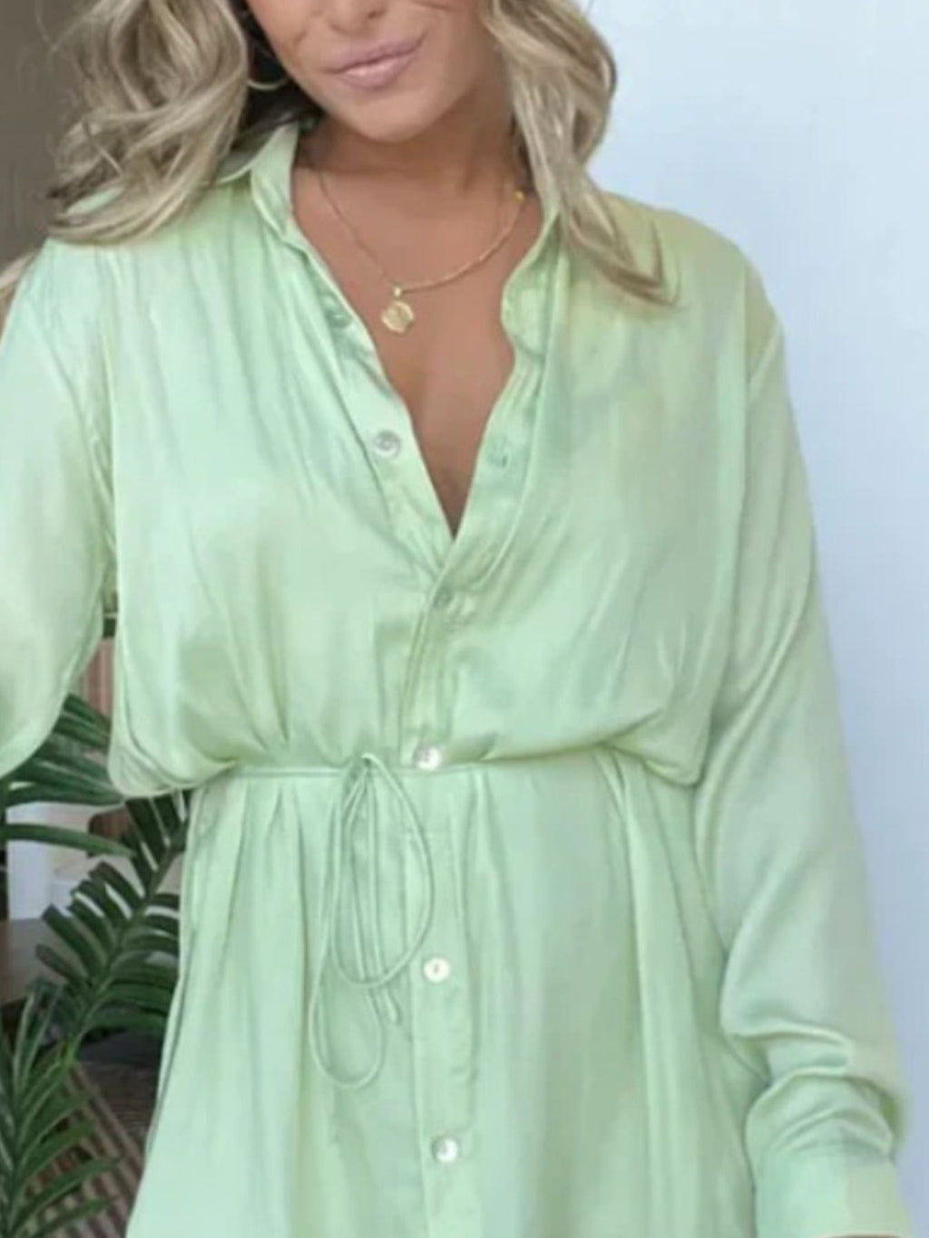 Full Size Button-Down Mini Shirt Dress Plus Size