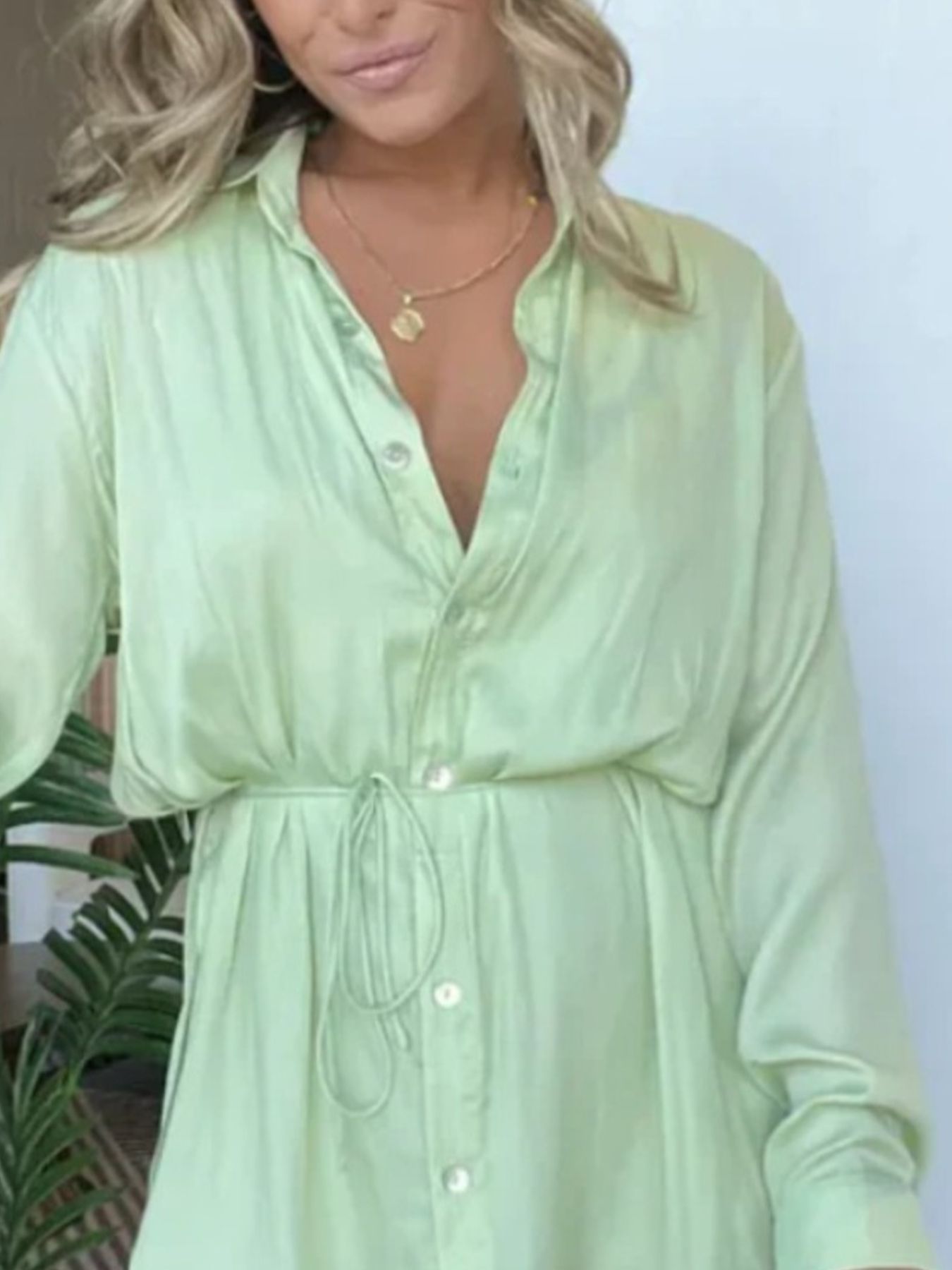 Full Size Button-Down Mini Shirt Dress Plus Size