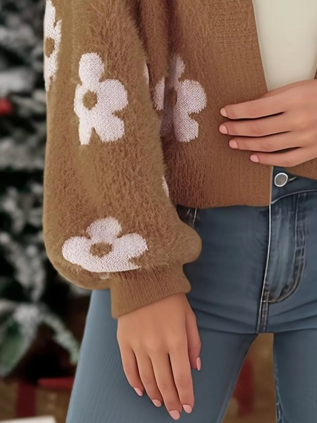 Floral Open Front Cardigan