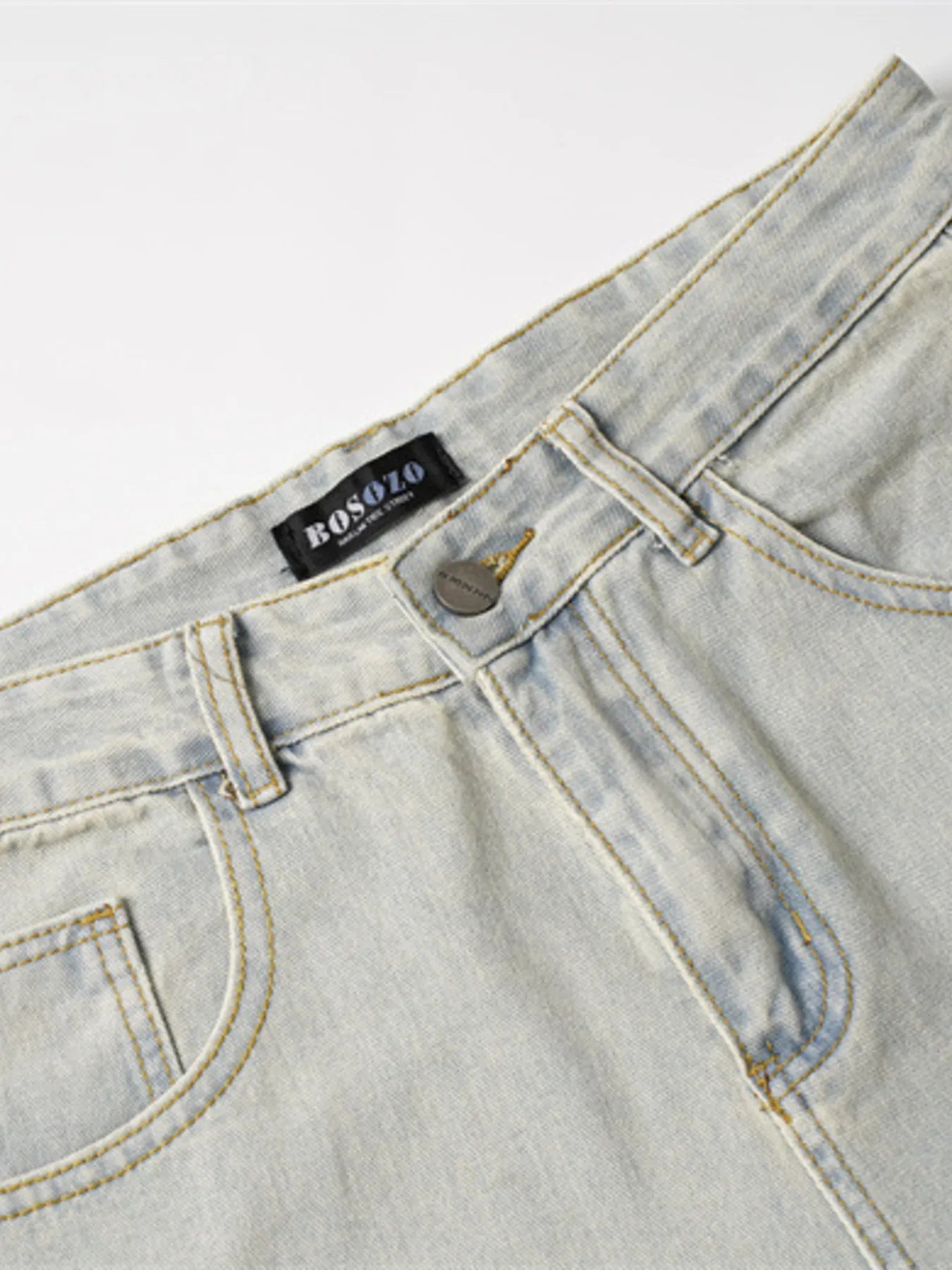 Men's Frayed Hem Wide Leg Jeans