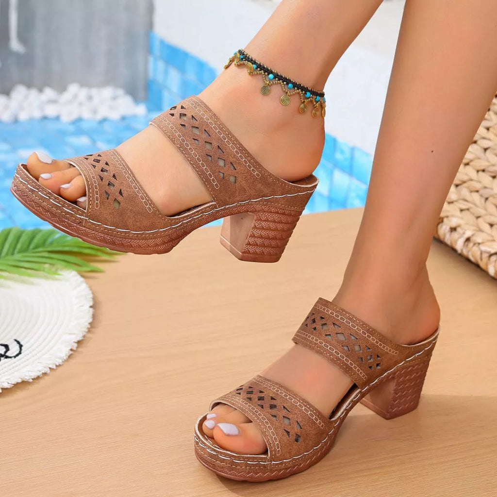 Open Toe Block Heel Sandals