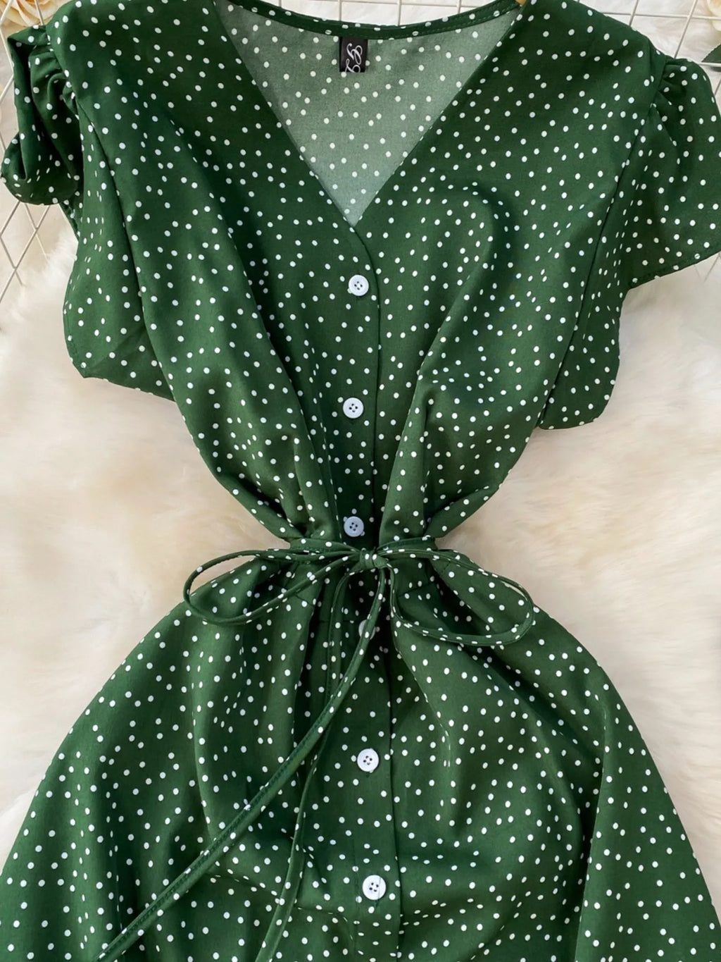 Polka Dot Button-Down Dress