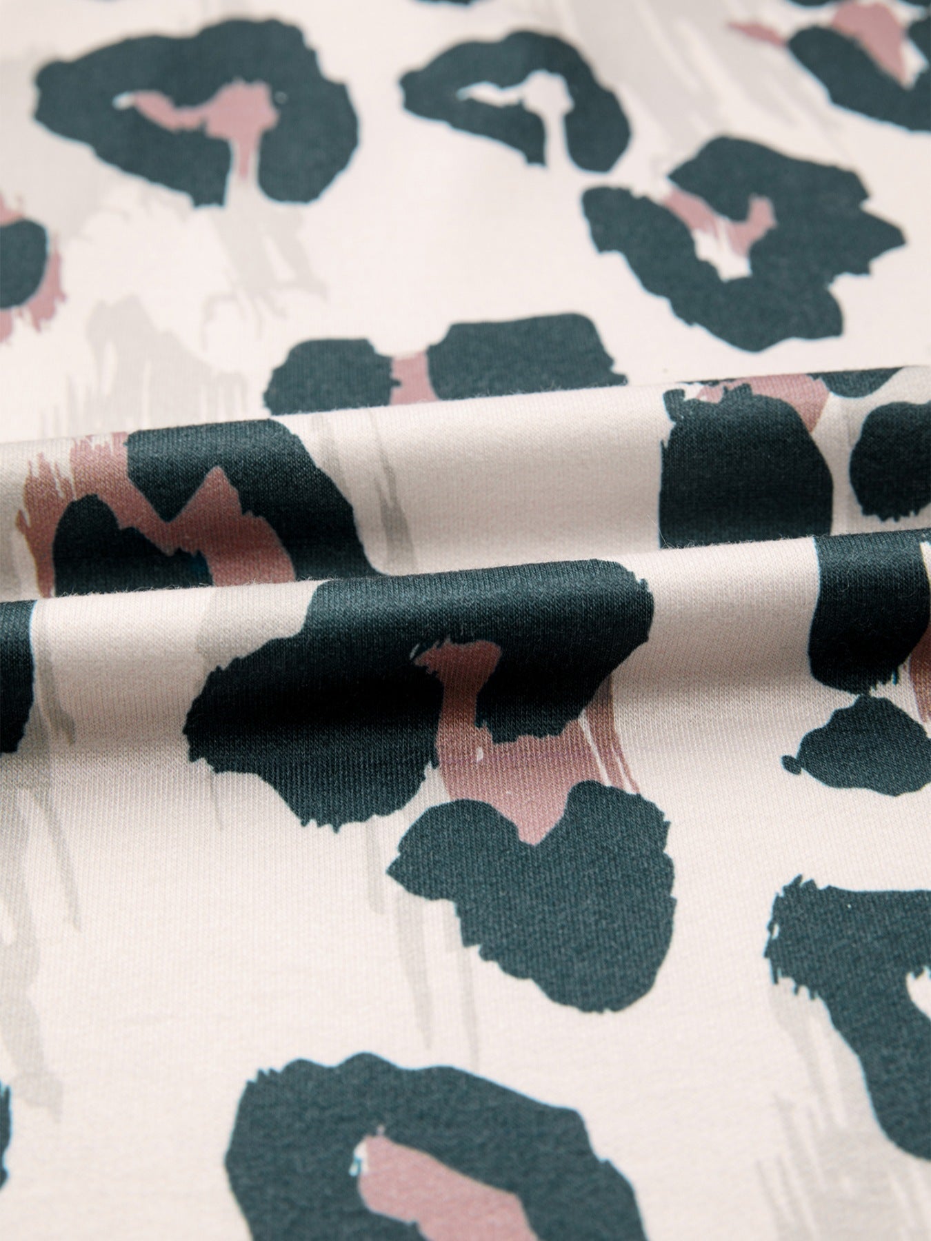\Leopard Print Button Contrast Collared Short Sleeve Blouse