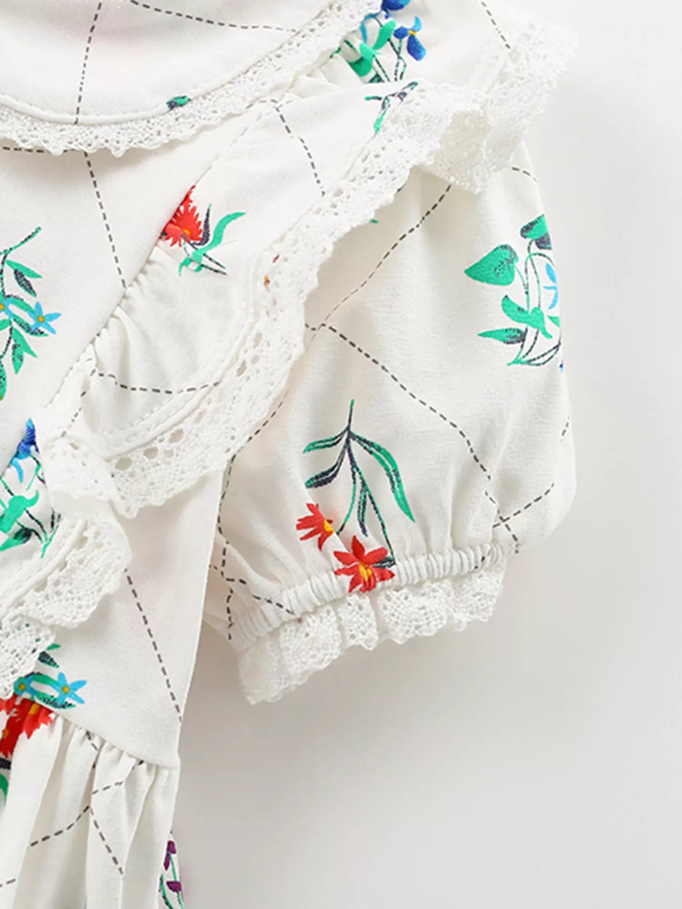 Children's Floral Print Ruffle Peter Pan Collar Dress