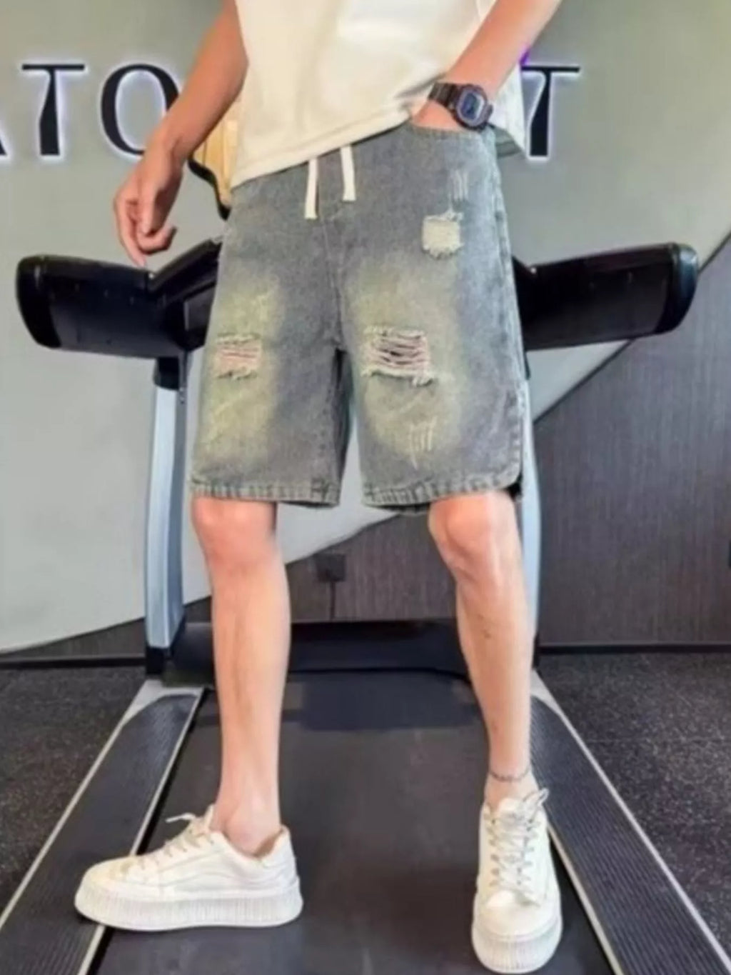 Men's Full Size Distressed Denim Shorts Plus Size