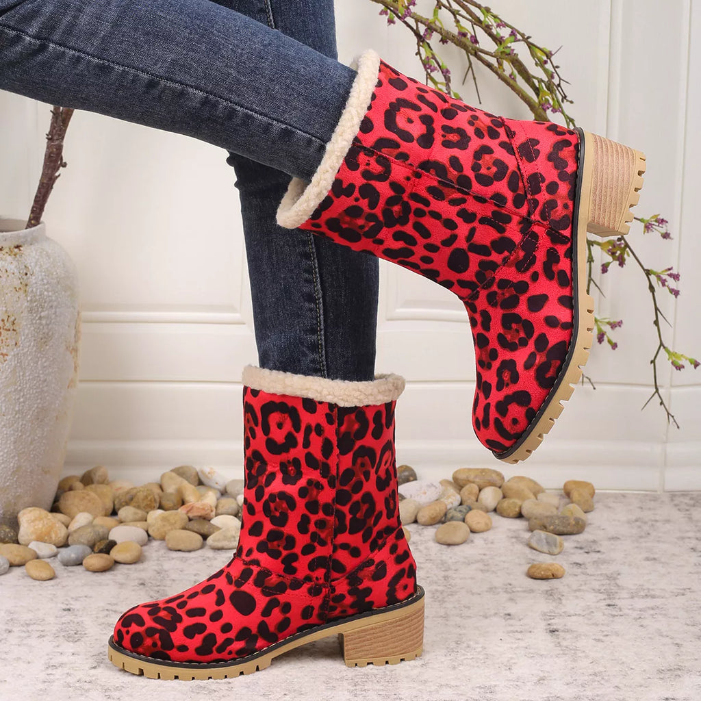 Leopard Print Plush Lined Boots