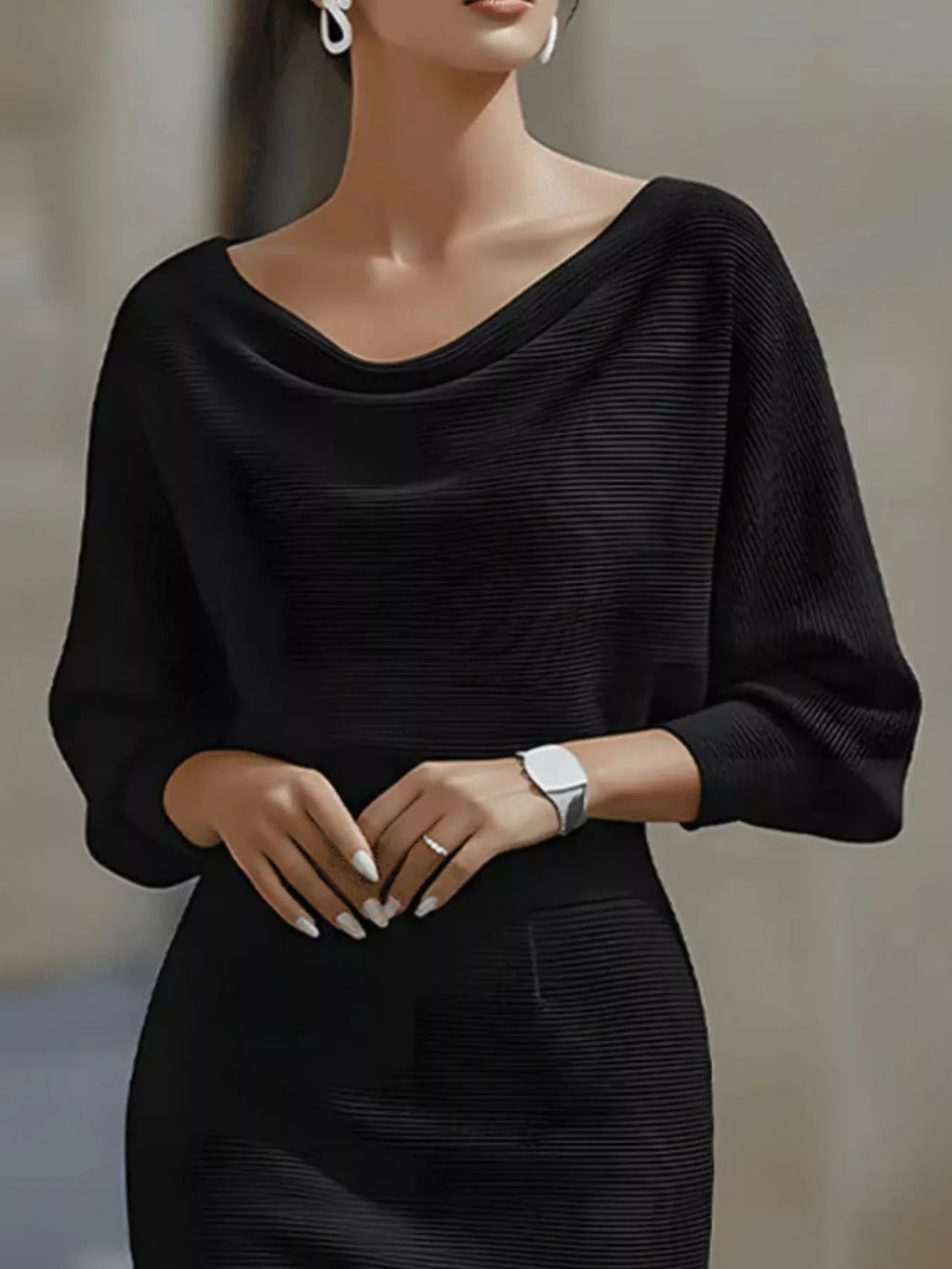 Cowl Neck Bodycon Midi Dress