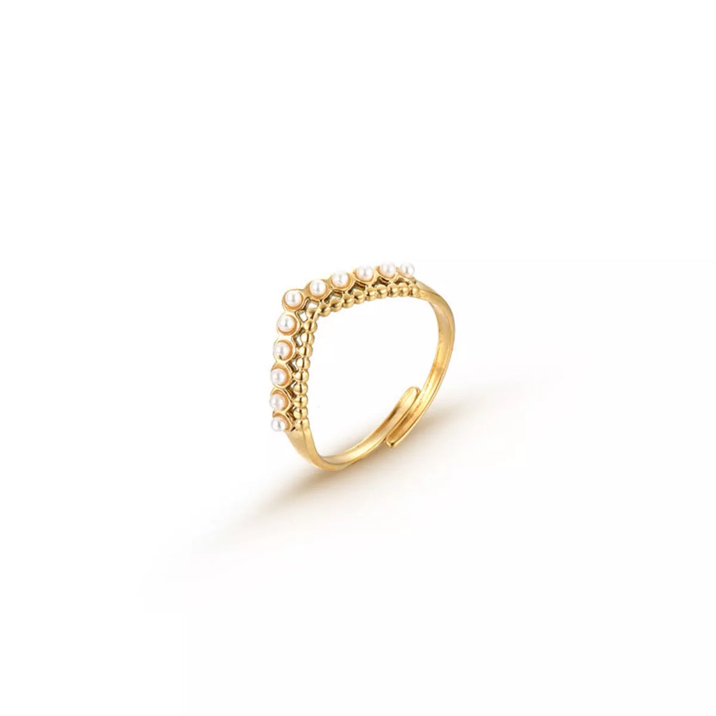 Pearl Embellished Adjustable Ring