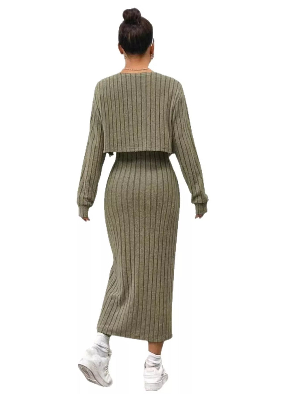 Ribbed Knit Cami Dress & Cardigan Set