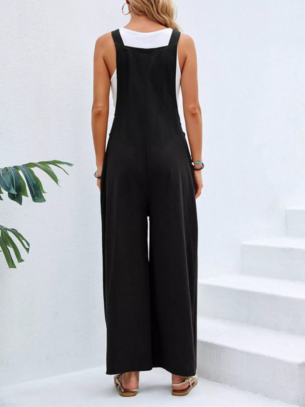 Full Size Casual Wide-Leg Overalls with Pockets Plus Size
