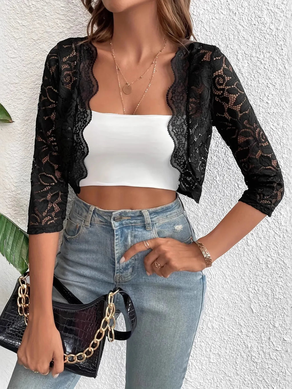 Open Front Lace Cardigan