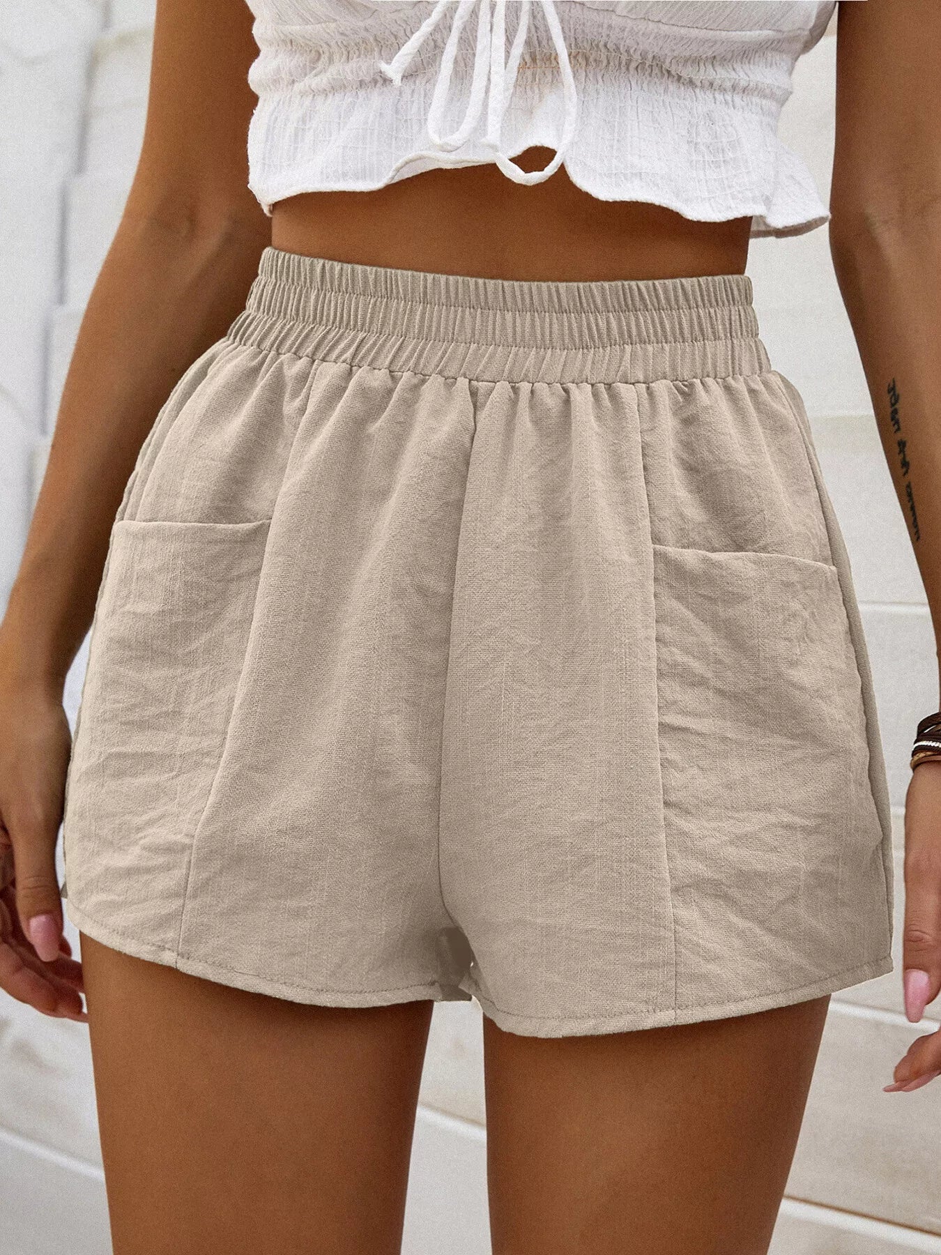 Casual Elastic Waist Shorts