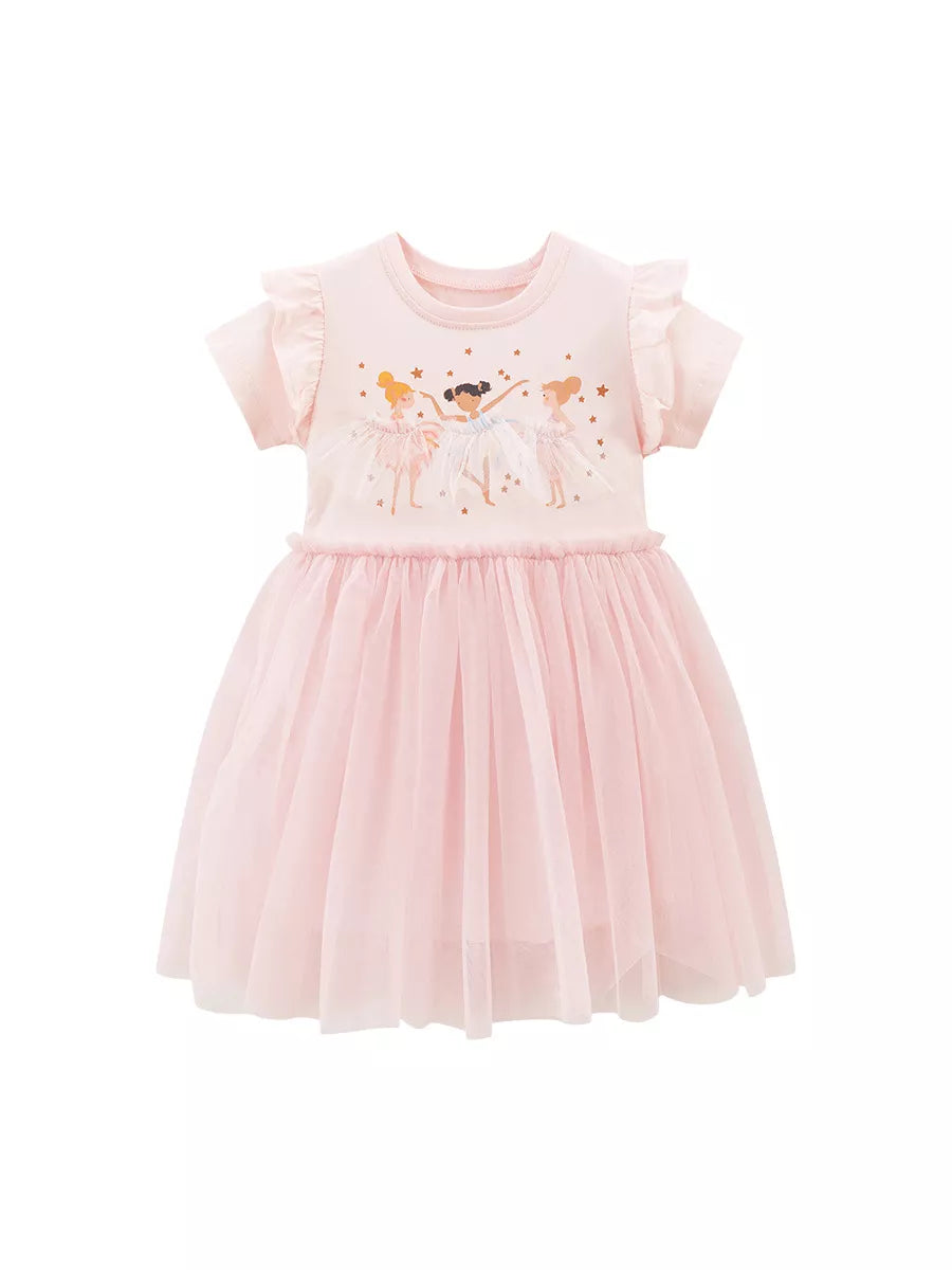 Children's Ballerina Round Neck Tulle Dress