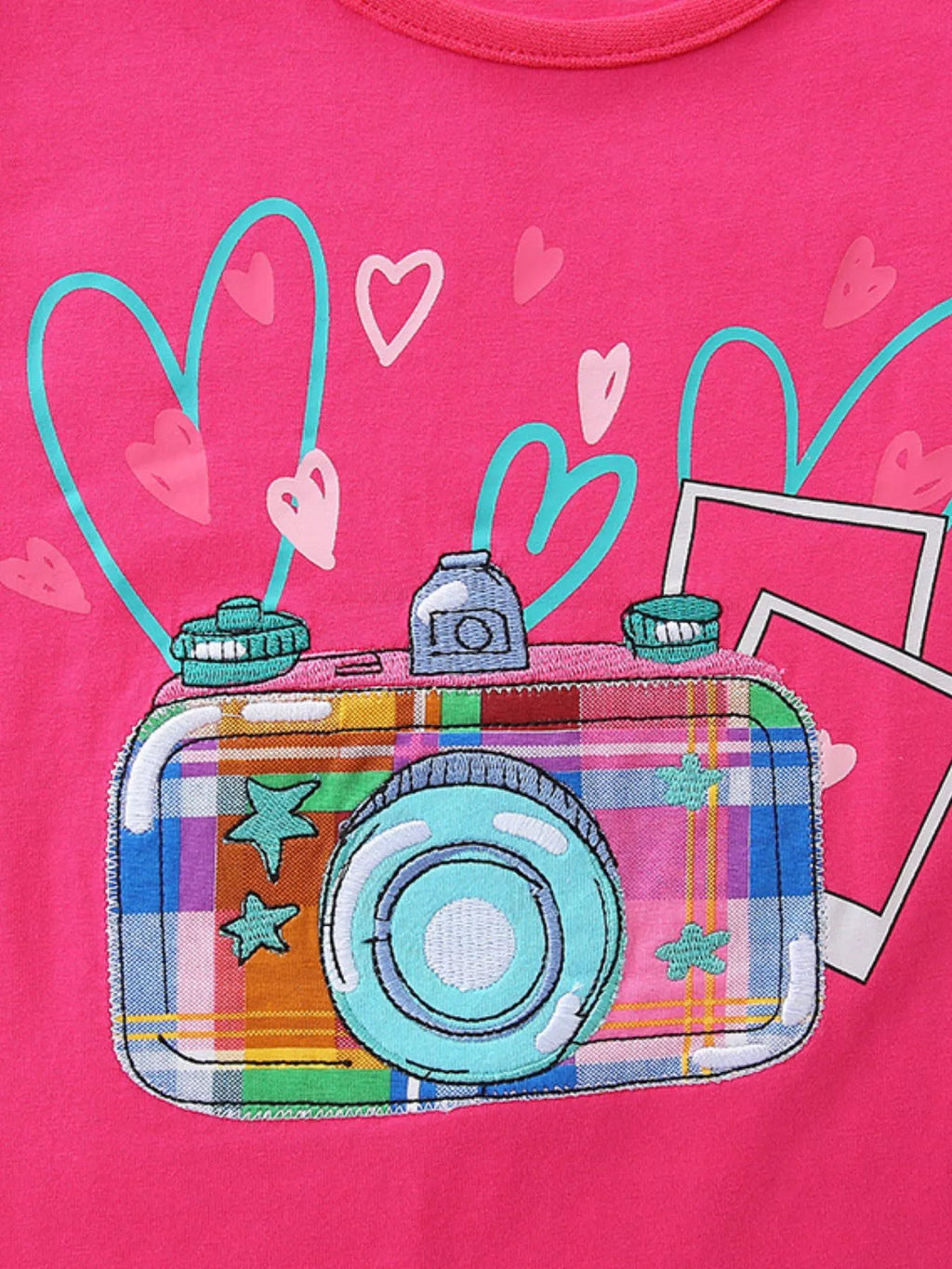 Children's Camera Embroidered Top and Shorts Set