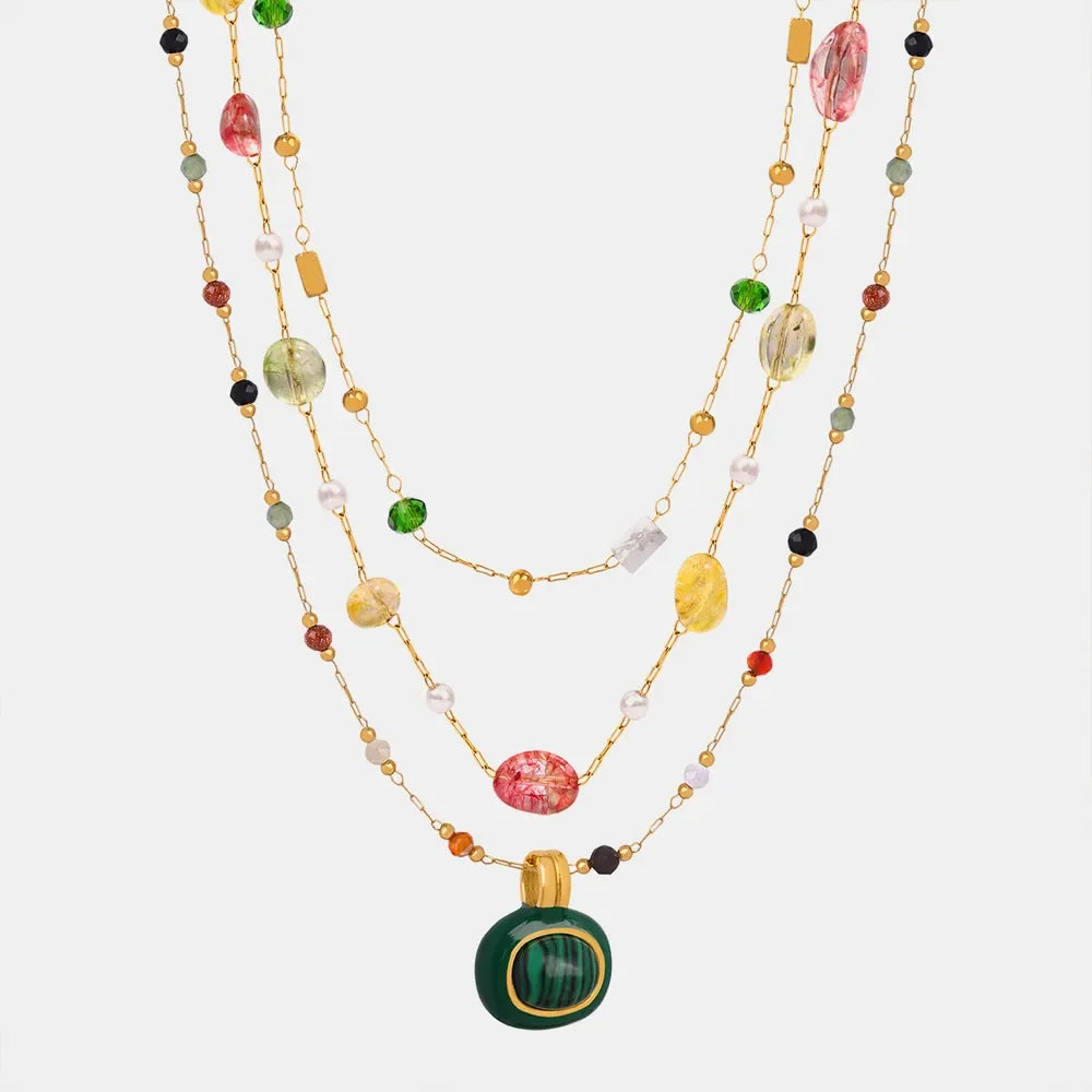 Titanium Steel Gold-plated Bead Necklace