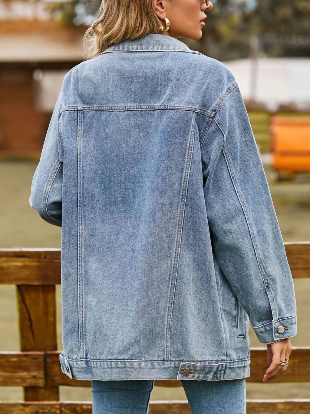 Button Down Washed Denim Jacket