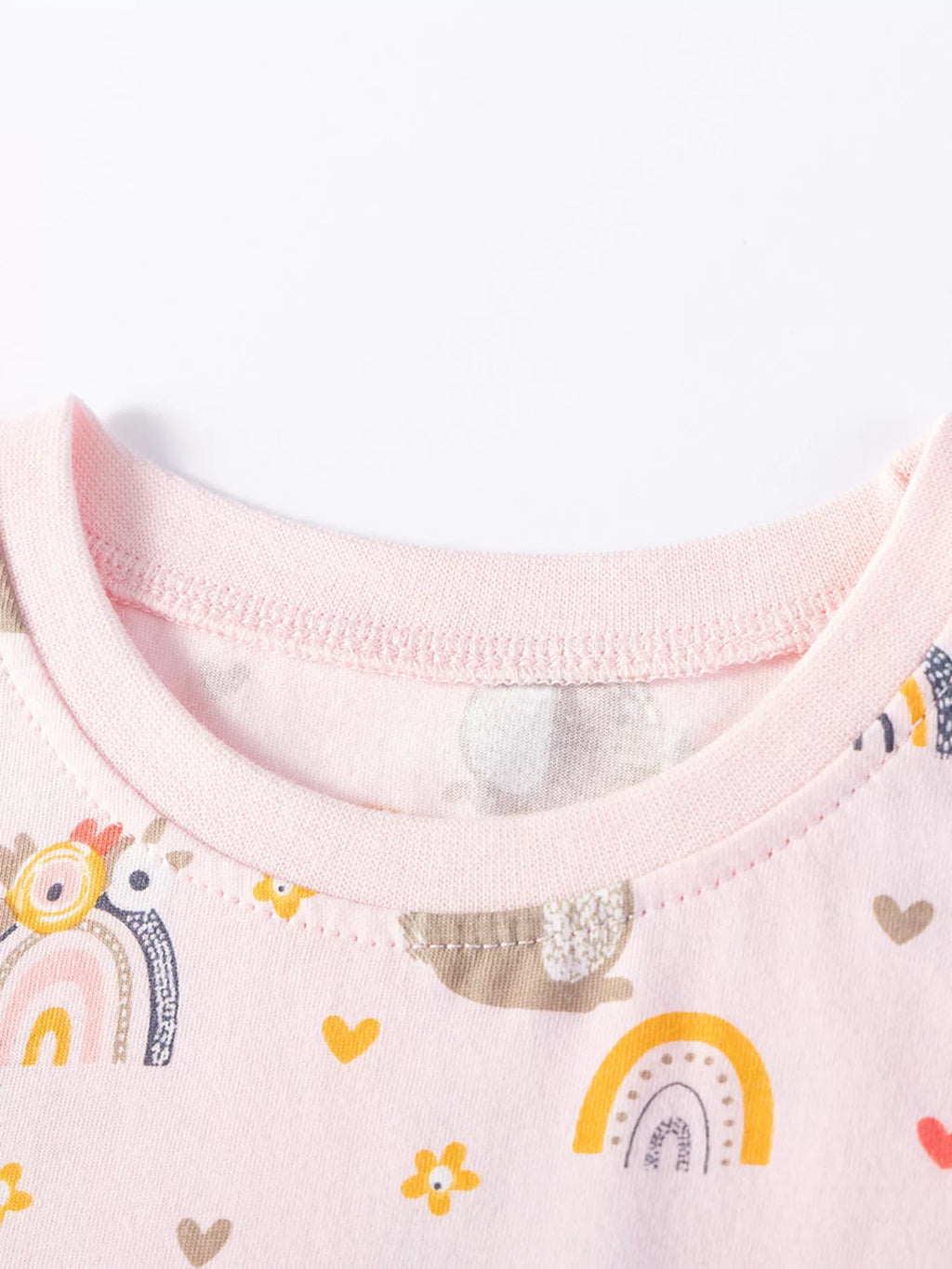 Children's Bunny & Rainbow Print Ruffle Sleeve T-Shirt