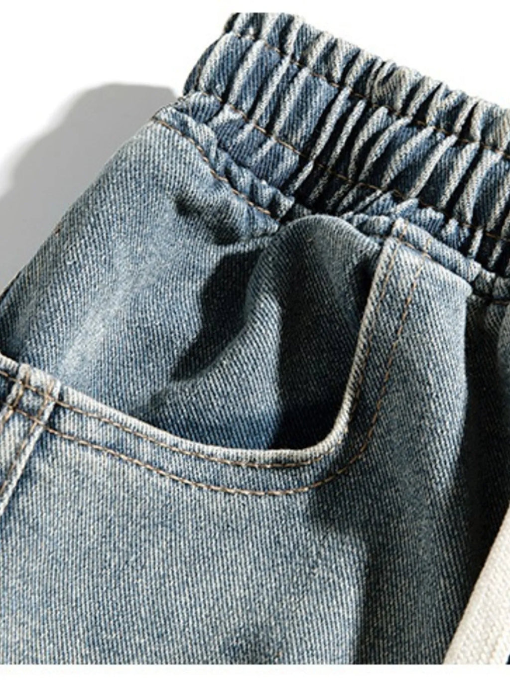 Men's Plus Size Drawstring Washed Wide Leg Jeans