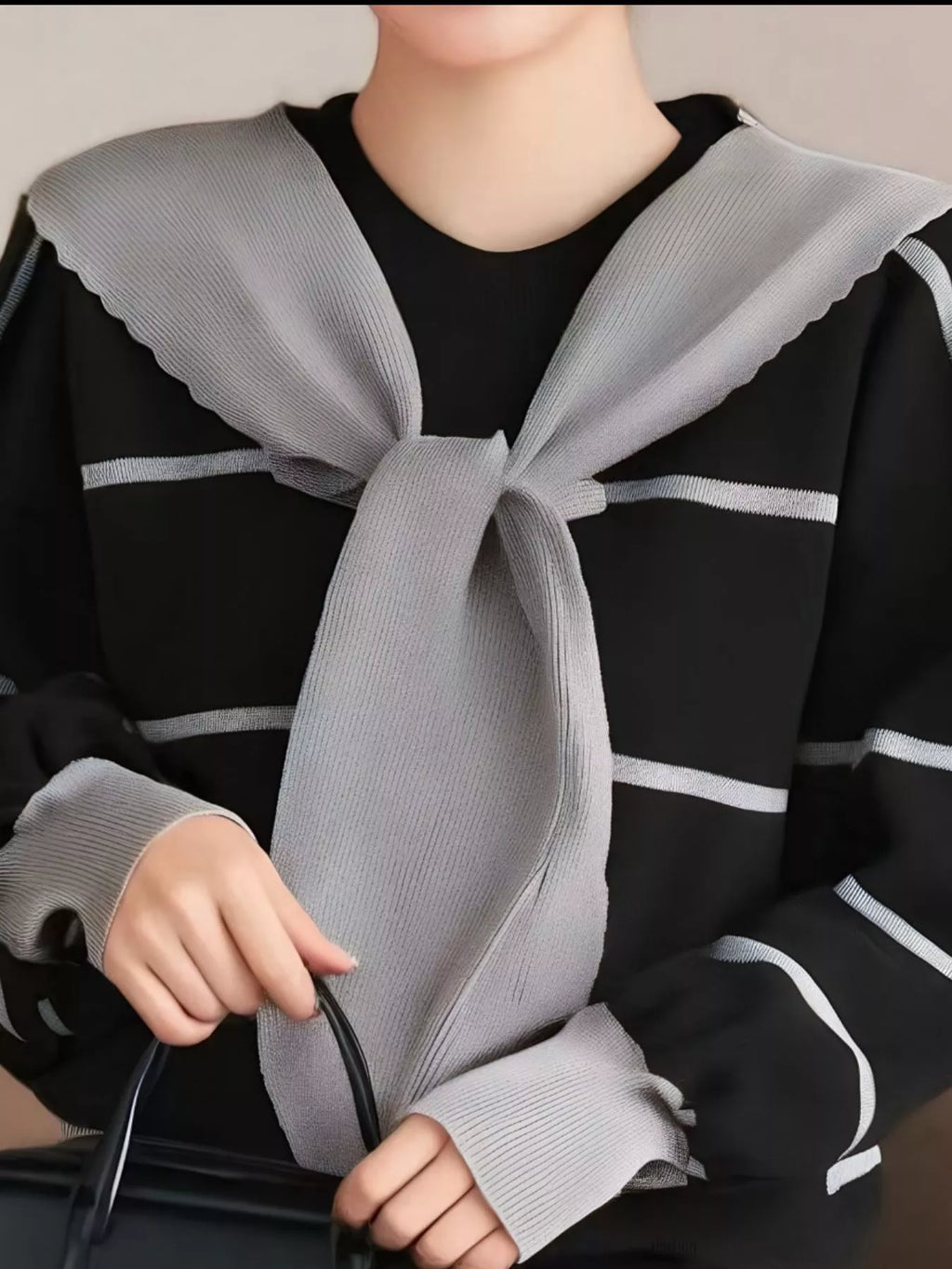 Striped Round Neck Long Sleeve Sweater