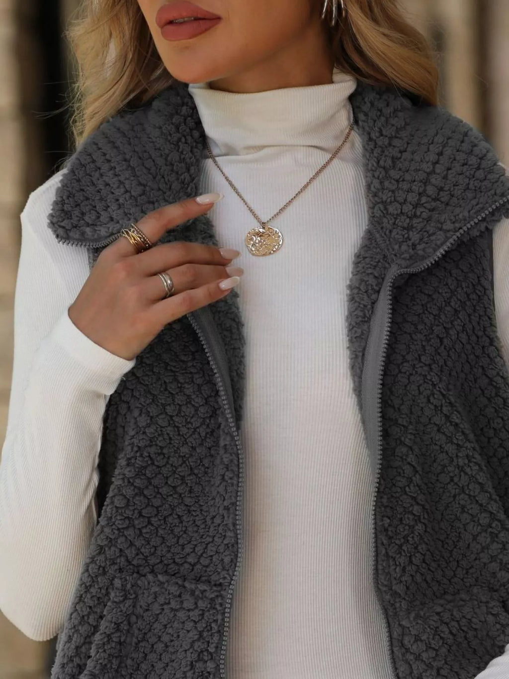 Zip-Up Vest Coat