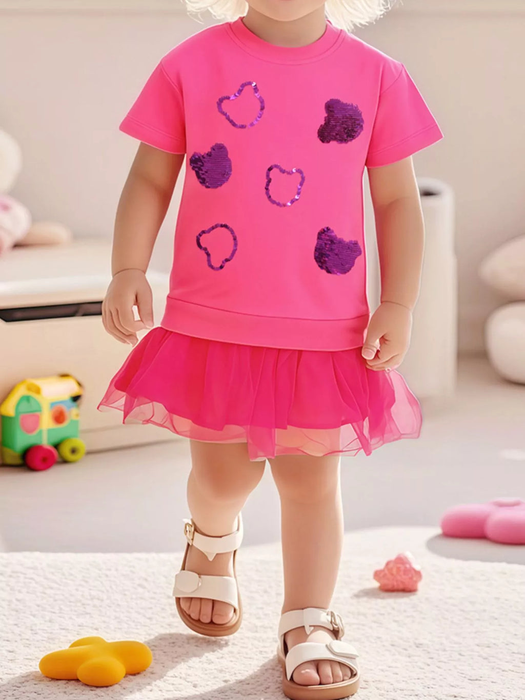 Children's Sequin Embellished Tulle Layered Dress