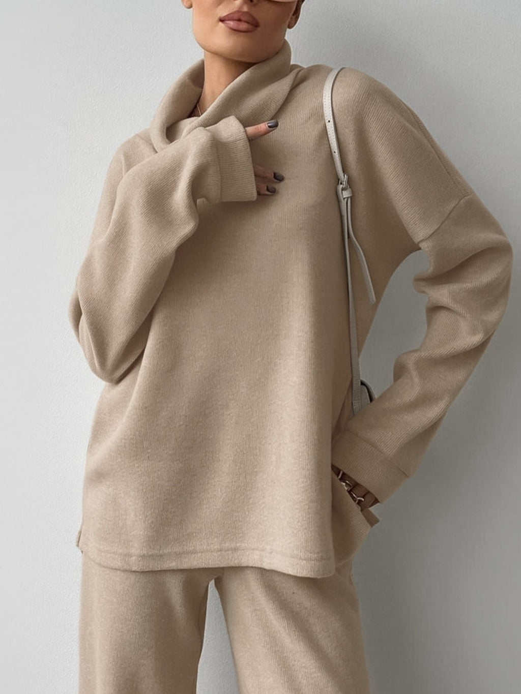Turtleneck Long Sleeve Top and Pants Set