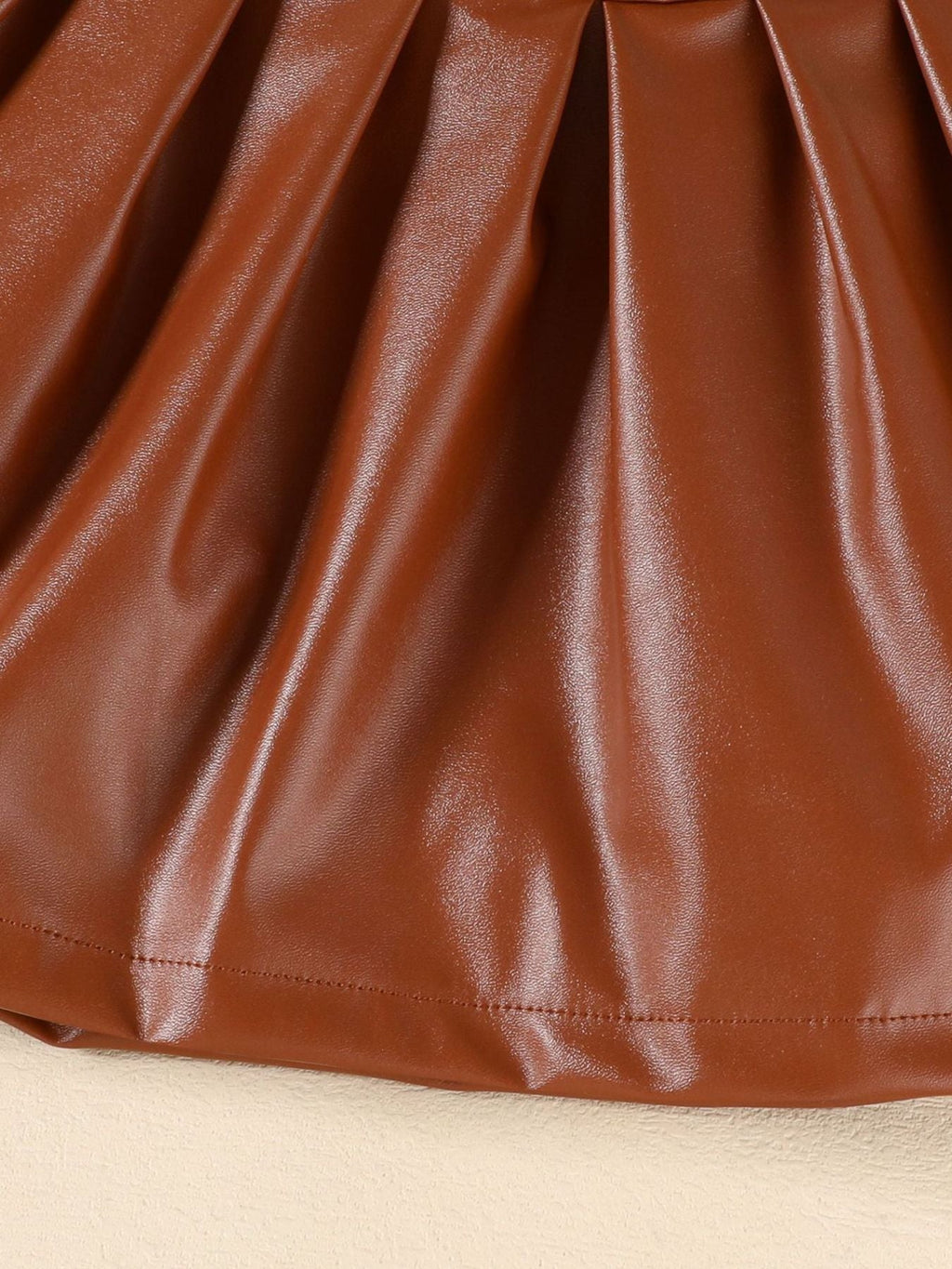 Children's Faux Leather Jacket & Pleated Skirt Set