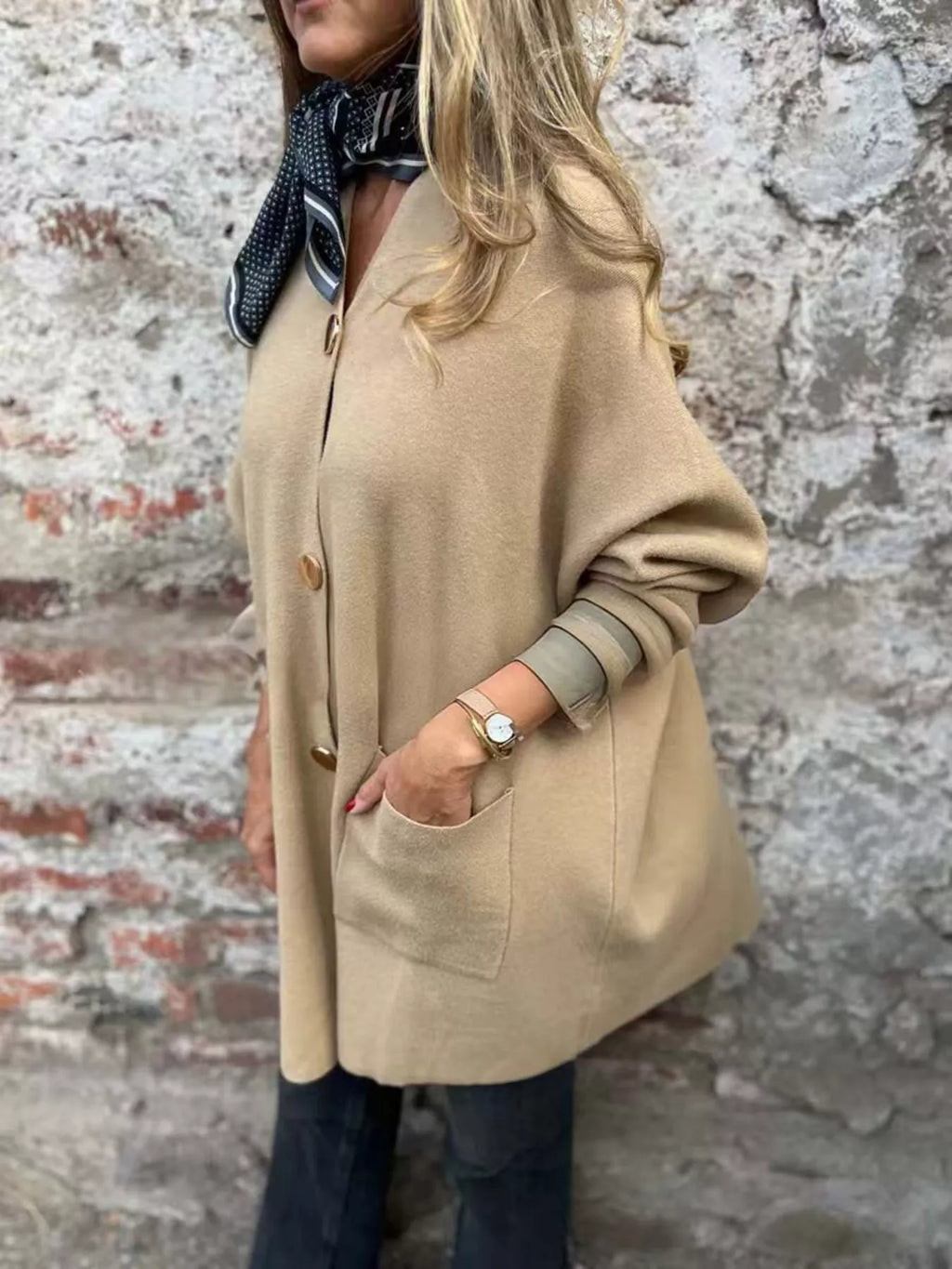 Full Size Button-Down Long Sleeve Cardigan Plus Size