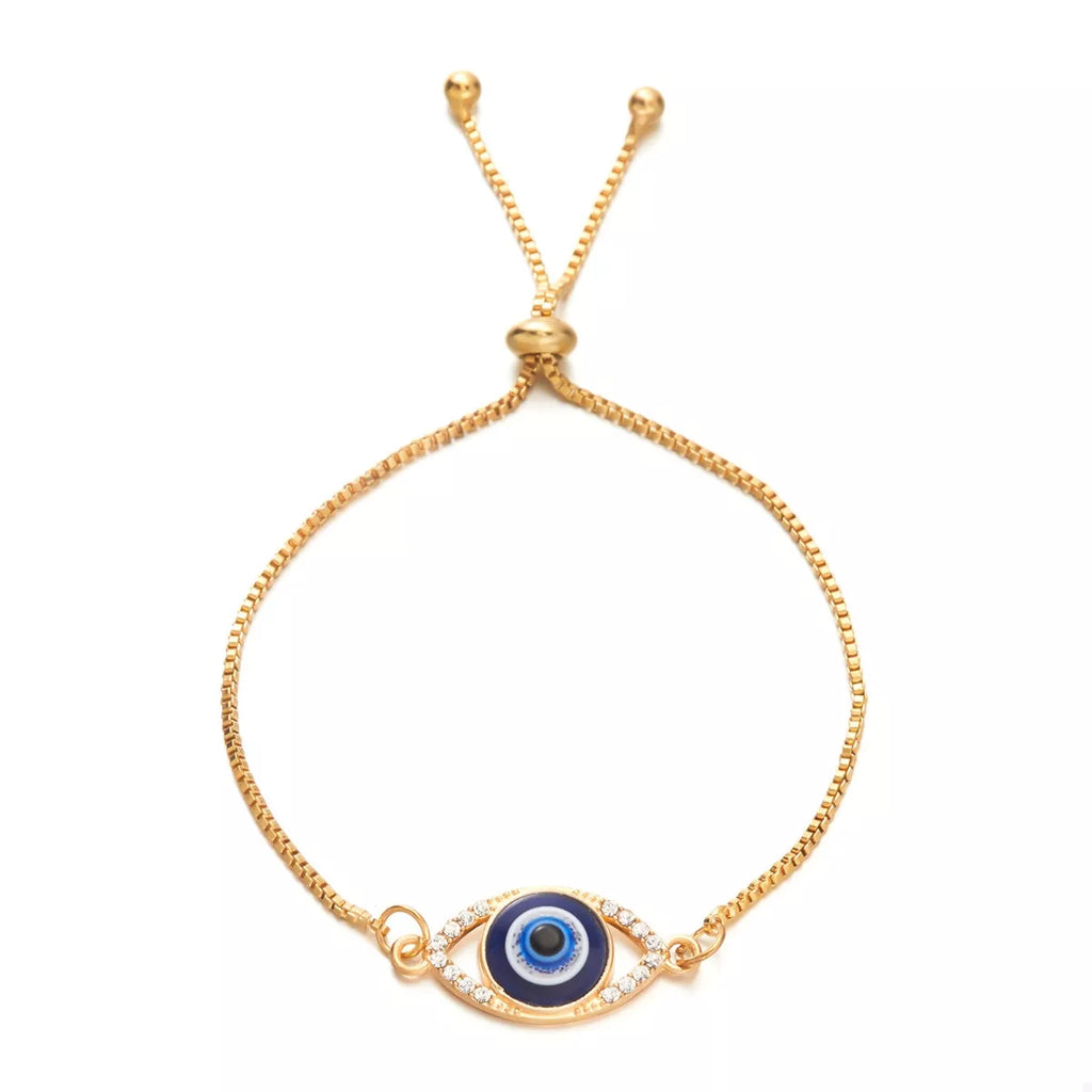 18K Gold-Plated Resin Evil Eye Adjustable Bracelet