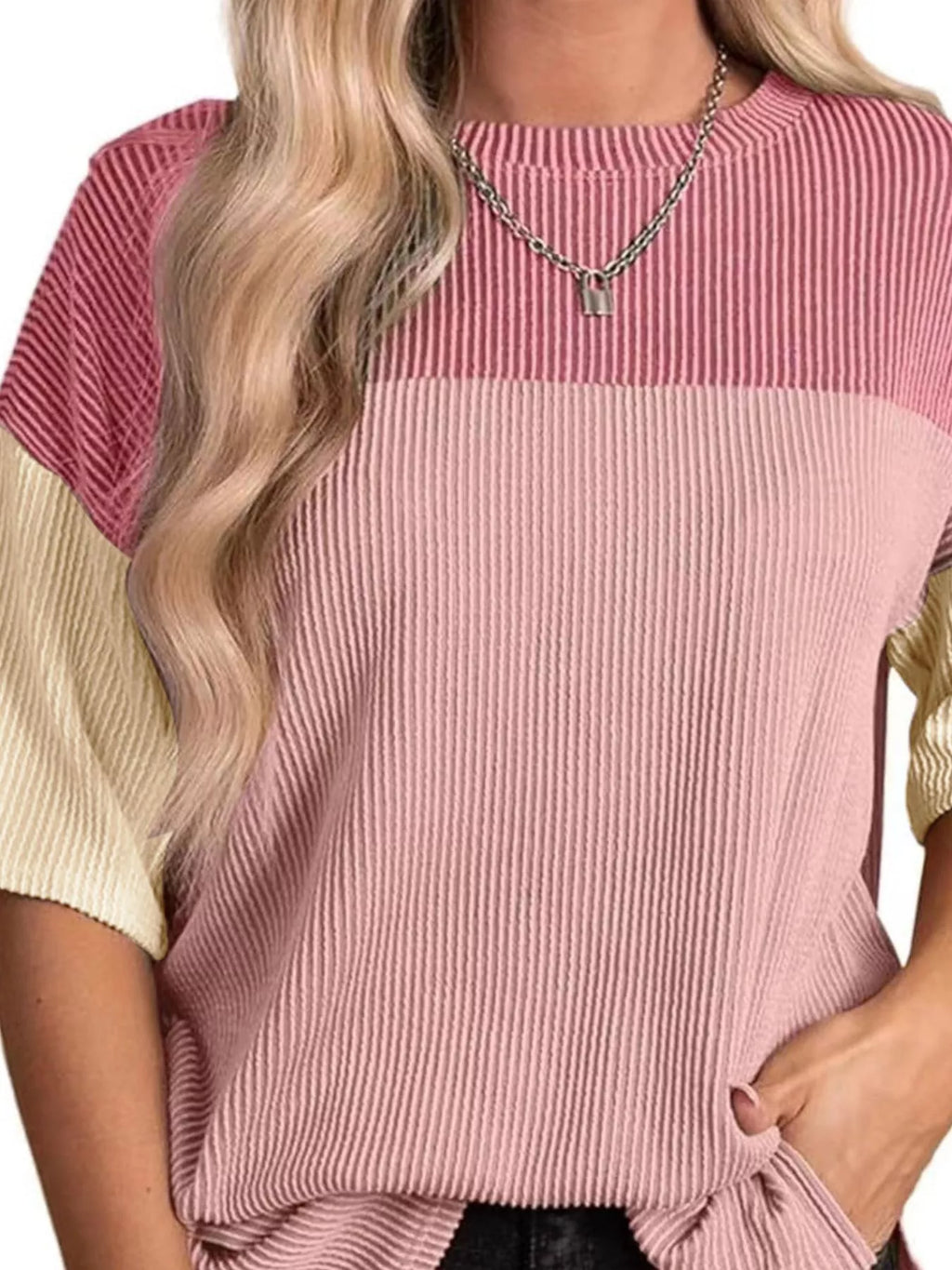 Color Block Half Sleeve Top