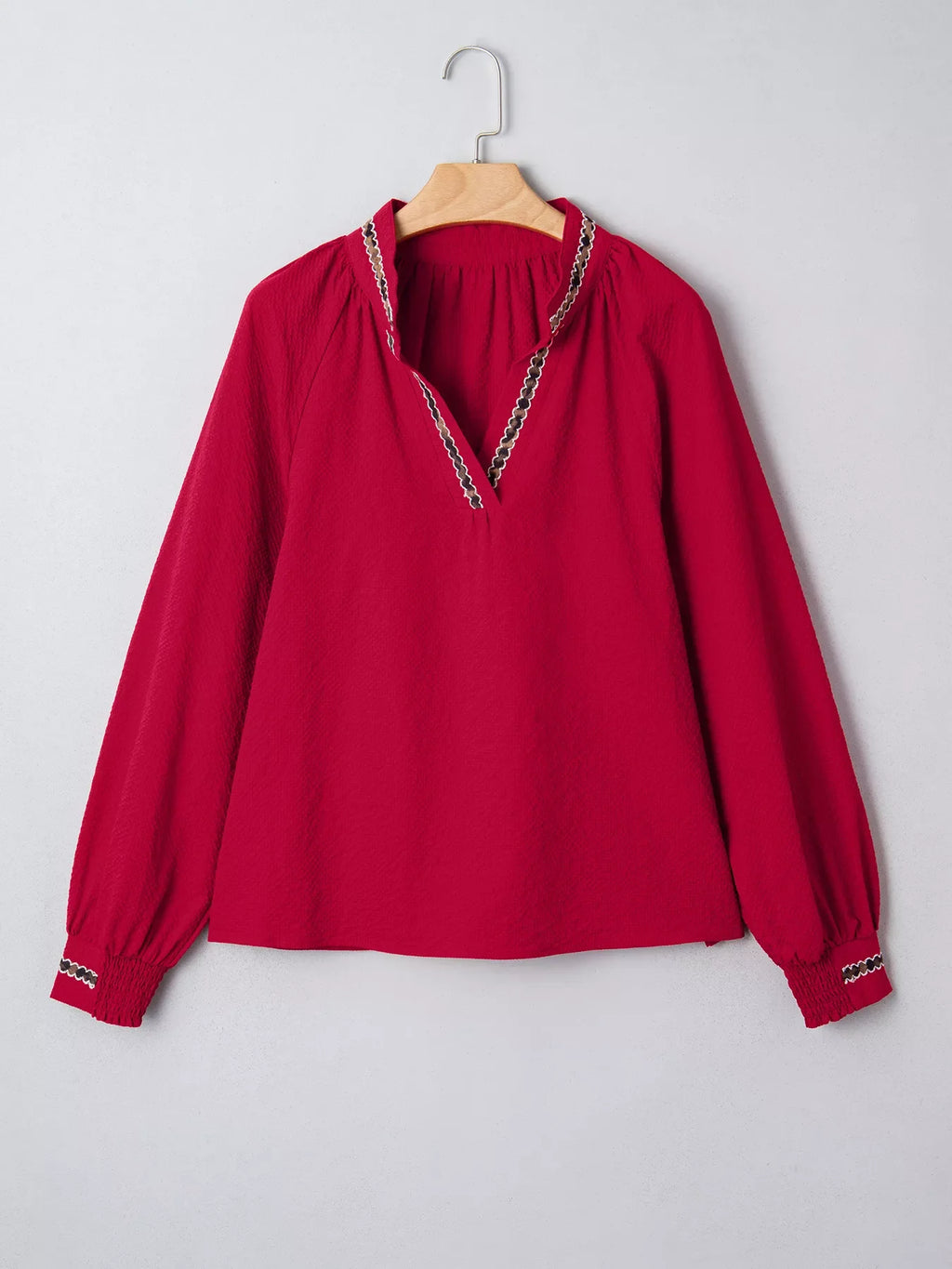 Leopard Notched Long Sleeve Blouse