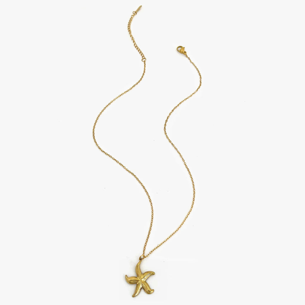 2-Piece 18K Gold-Plated Starfish Spiral Pendant Necklace