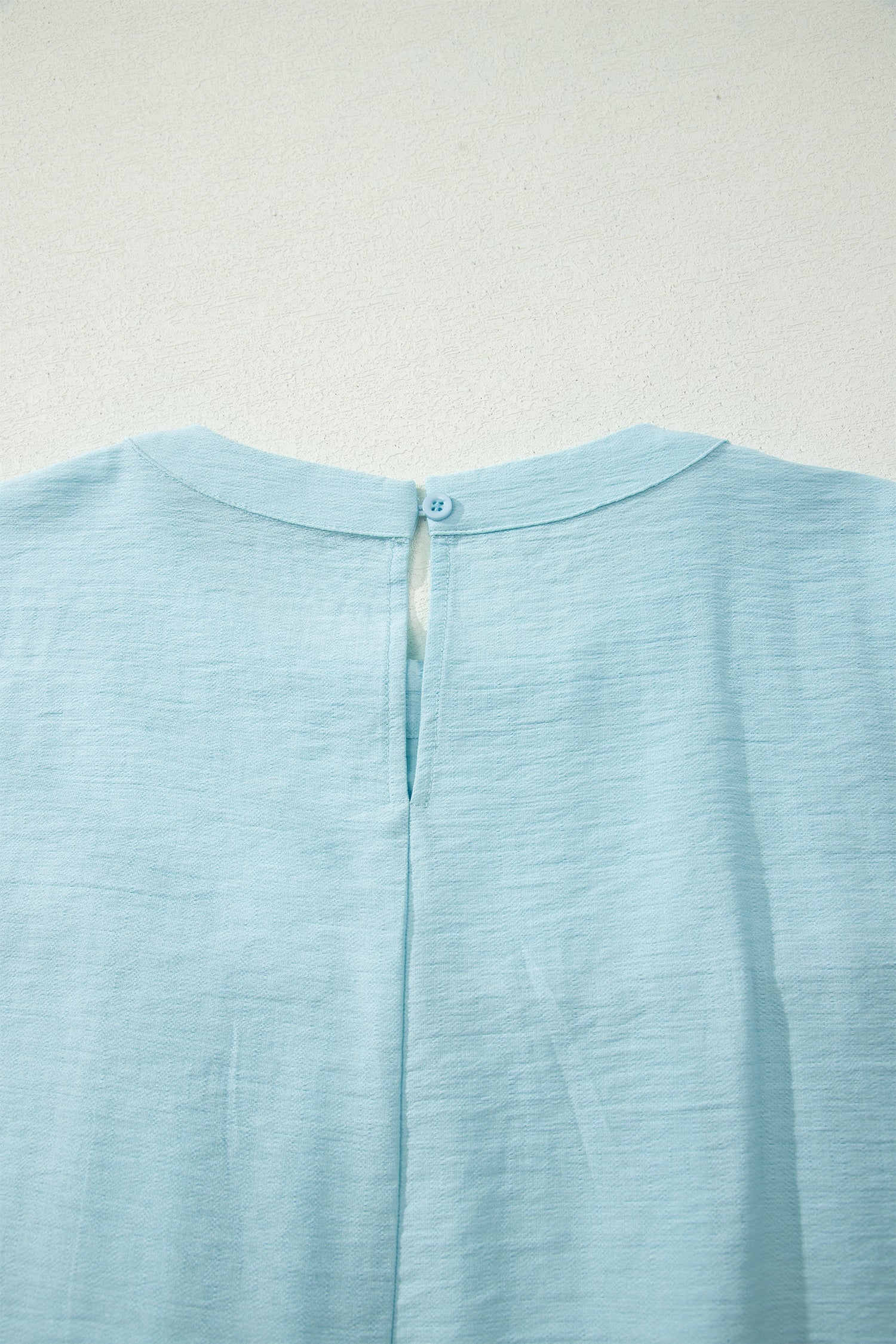 Solid Pleated Tie Sleeve Babydoll Blouse