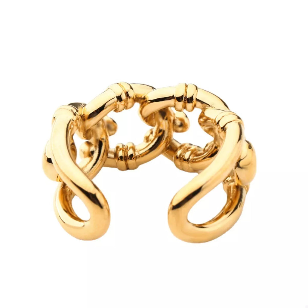 18K Gold-Plated Chain Link Open Ring