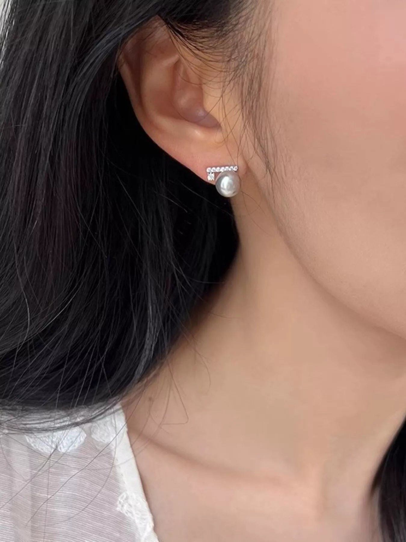 Zircon Pearl Stud Earrings