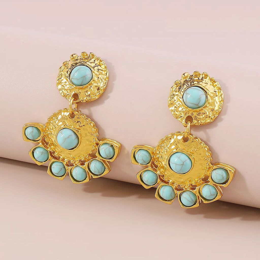 18K Gold-Plated Turquoise Dangle Earrings