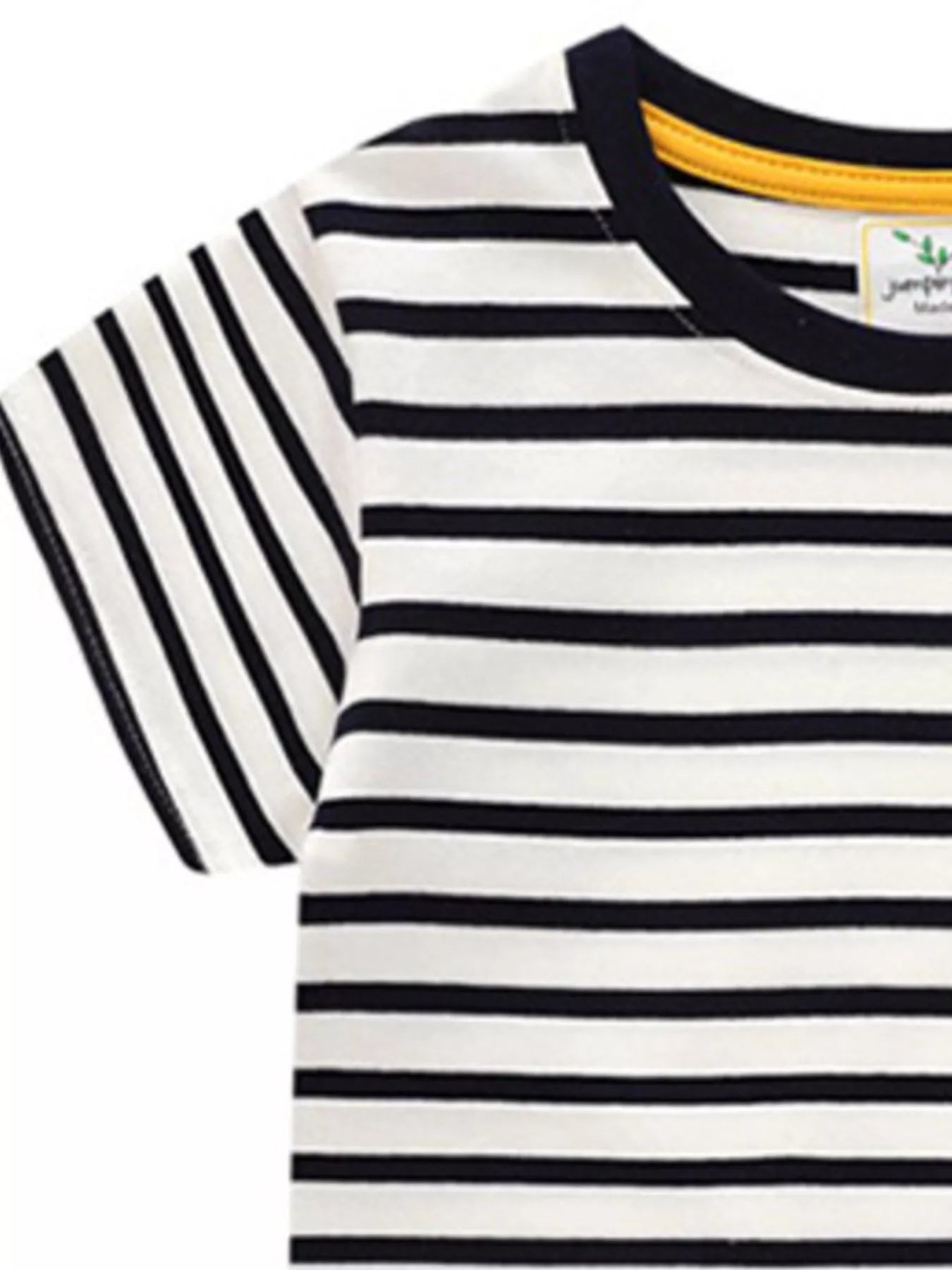 Children's Embroidered Striped Round Neck T-Shirt