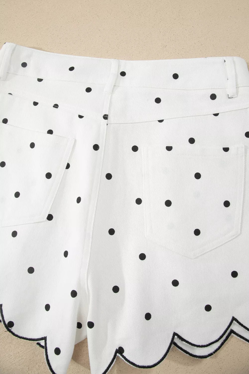 Polka Dot Scalloped Hem Shorts