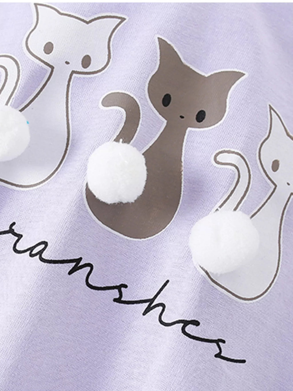 Children's Cats Round Neck Ruffle Hem T-Shirt