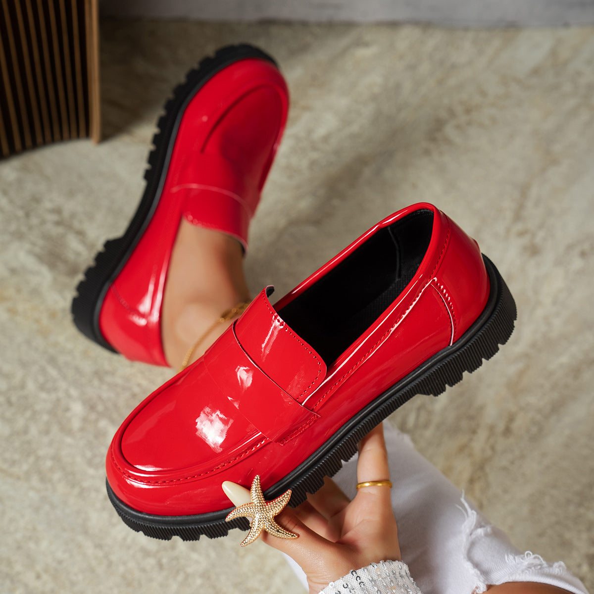 Round Toe Platform Loafers