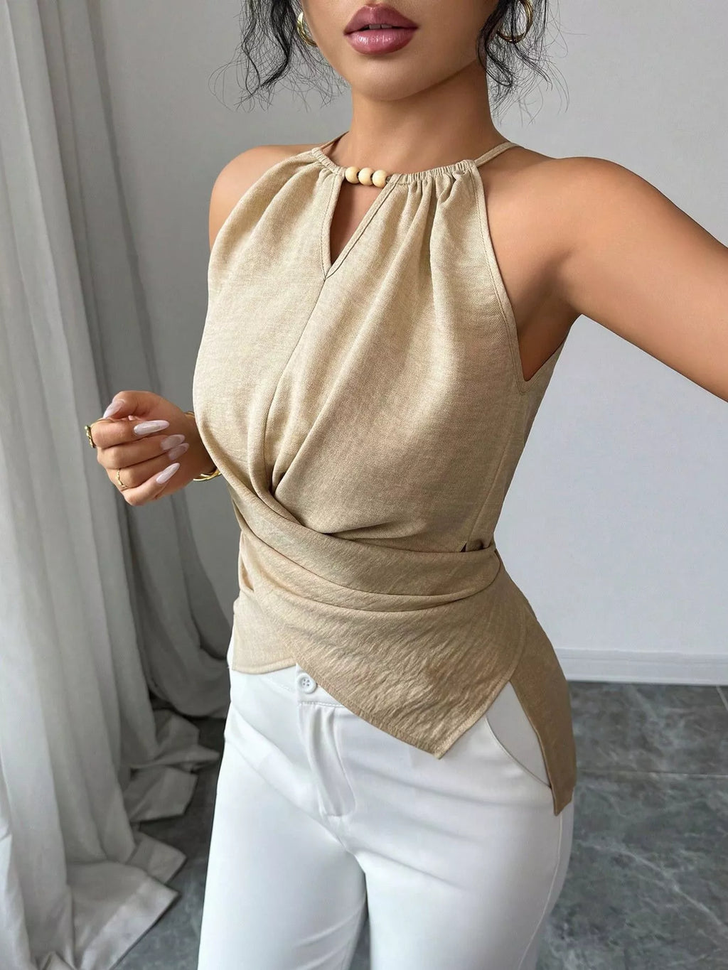 Halter Neck Crisscross Cami