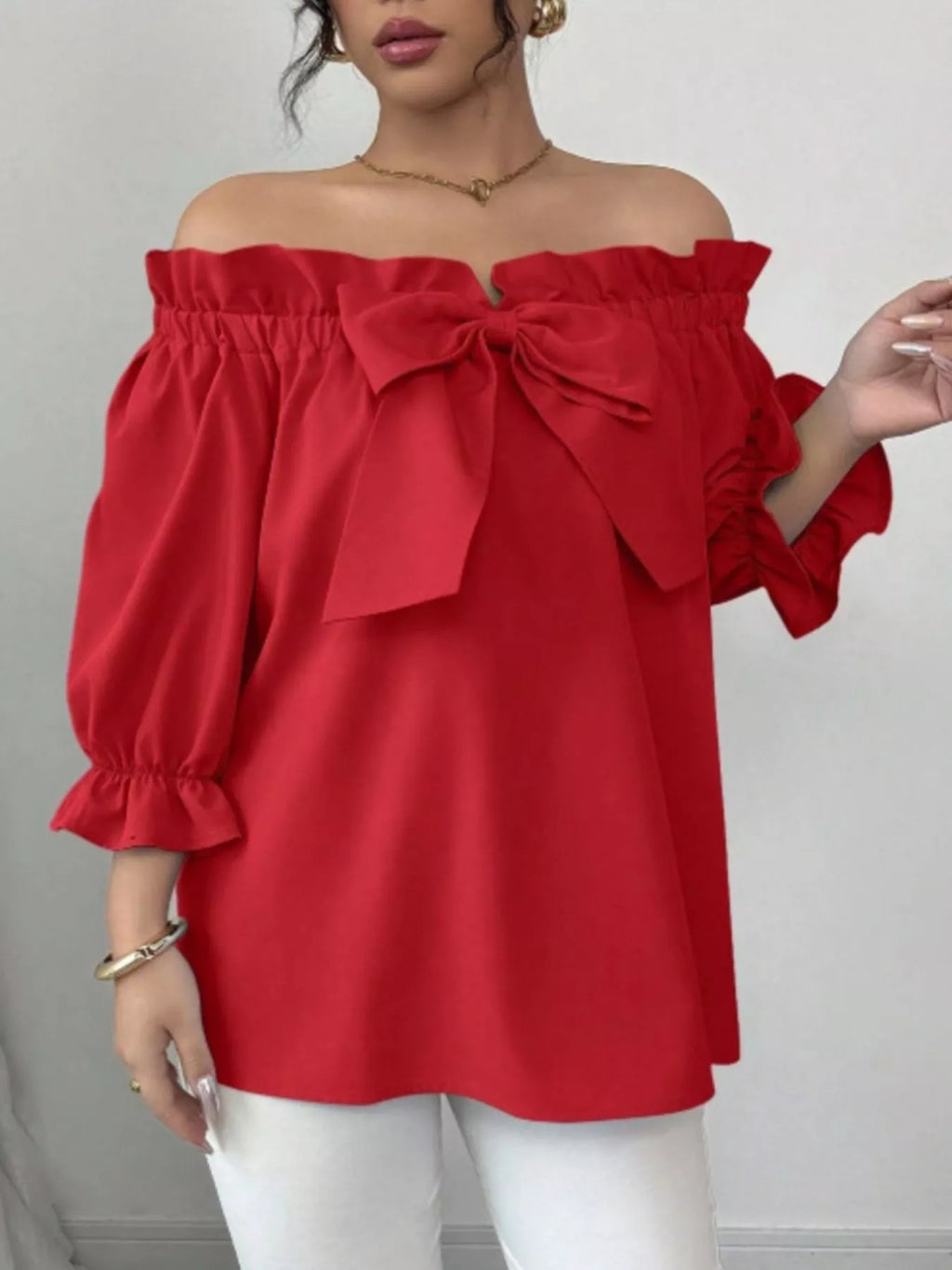 Bow Flounce Sleeve Blouse