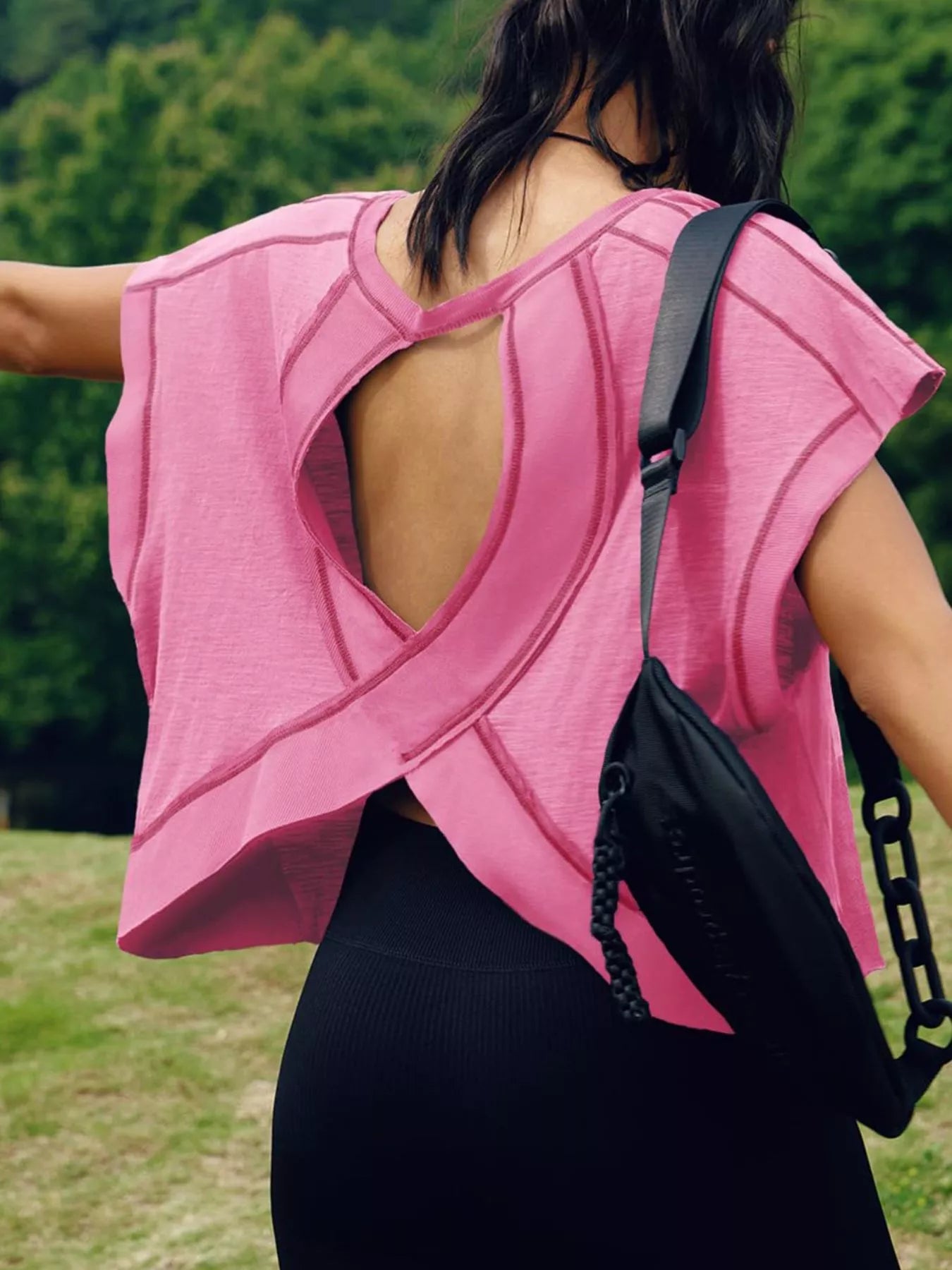 Cutout Back Short Sleeve T-Shirt