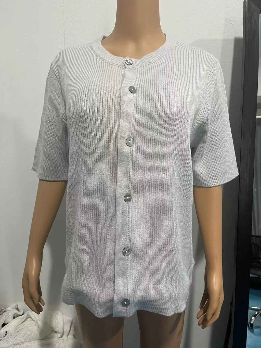 Short Sleeve Button-Down Cardigan
