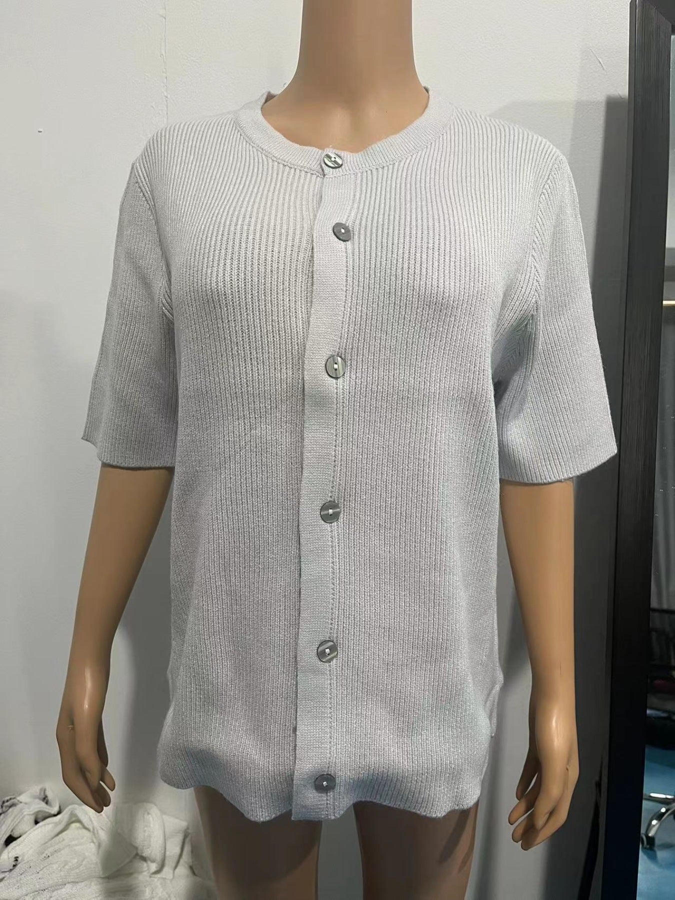 Short Sleeve Button-Down Cardigan