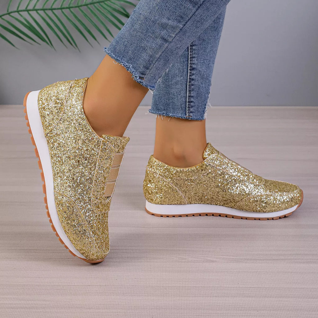 Round Toe Glitter Slip-Ons