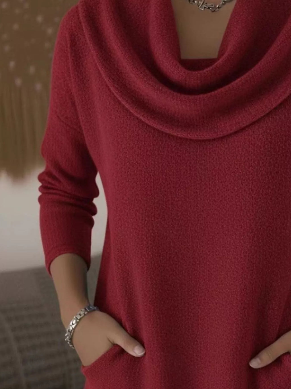 Full Size Cowl Neck Long Sleeve Top Plus Size