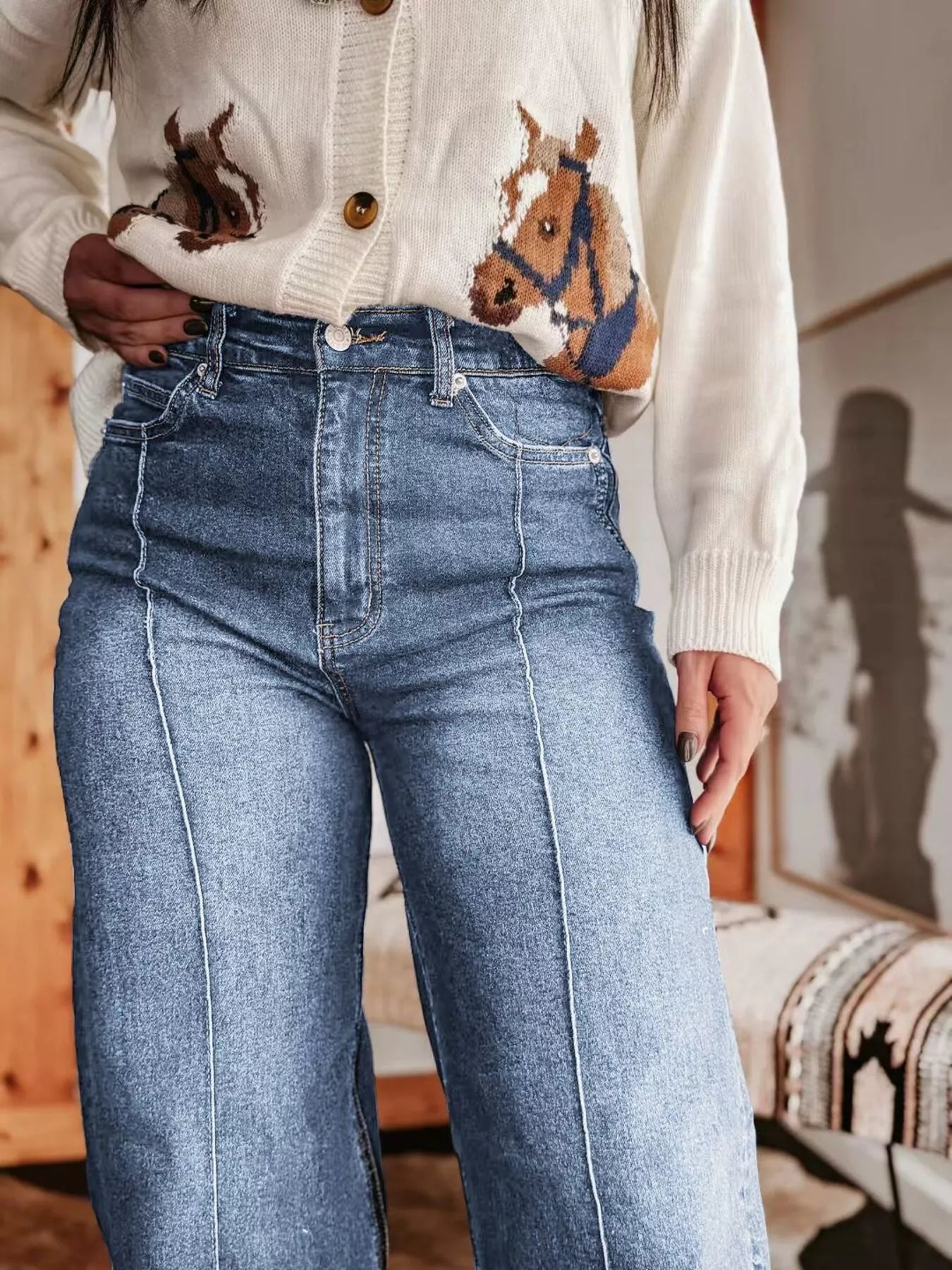 High-Waisted Wide Leg Jeans
