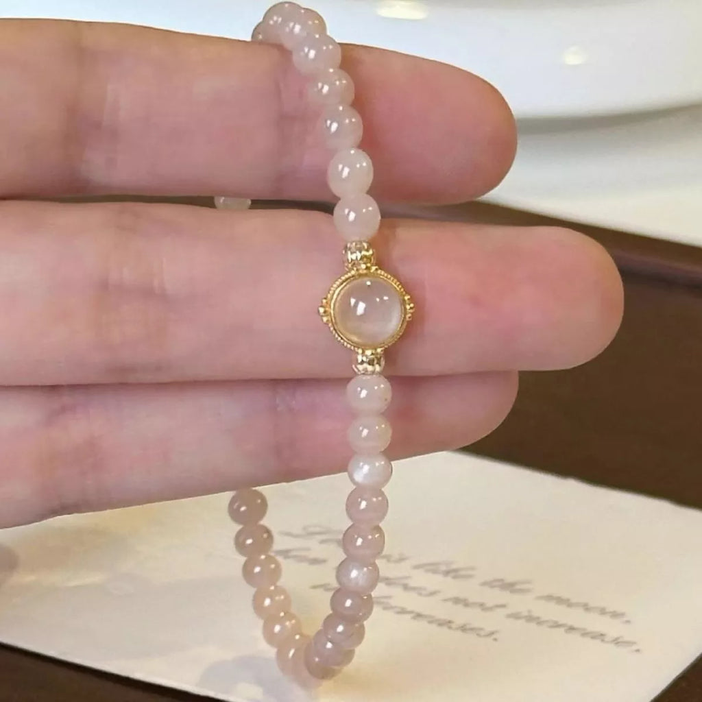 18K Gold-Plated Moonstone Bead Bracelet